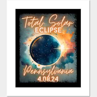 Total Solar Eclipse 2024 Pennsylvania Art Science Men Women Kids Posters and Art